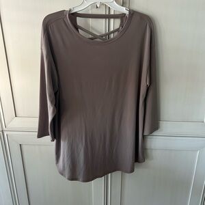 Honeyme Taupe Long Sleeve Top with Crisscross Detail